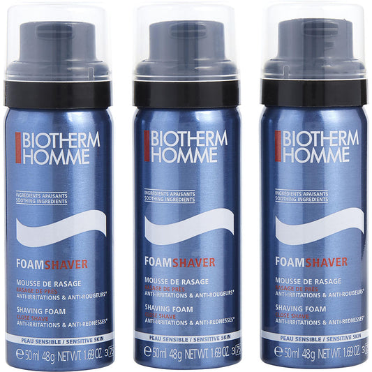 BIOTHERM sensitive skin shaving foam - sensitive skin travel trio 1.7 oz 3 pcs