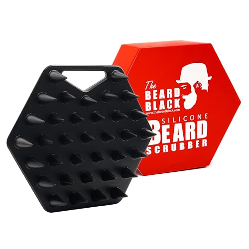 The BEARD BLACK Silicone Beard Scrubber, Facial Hair Exfoliator Brush, Deep Cleans, Removes Beardruff & Dandruff, Unclogs Pores & Helps Hair Growth, Soft-Touch Shower & Bathroom Accessory for Men