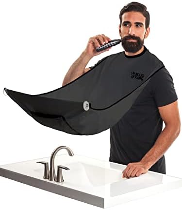 BEARD KING Beard Bib Apron - Shaving Set for Dad - As Seen on Shark Tank - Men's Hair Catcher for Shaving - Grooming Accessories, Black.