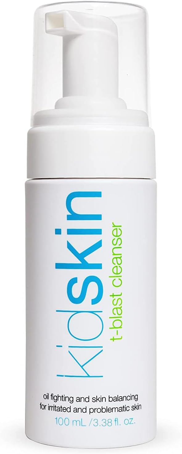 T-Blast Foaming Facial Cleanser, Gentle Face Wash with Tea Tree Oil, Spot Face Wash for Kids and Pre-Teens, Non-Drying Natural Face Cleanser for Oily and Acne-Prone Skin, 100 ml - Kidskin