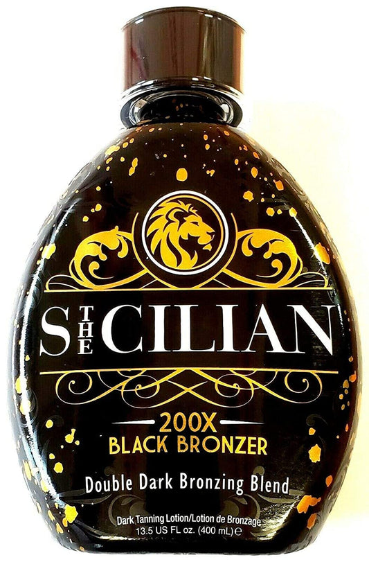 The Sicilian 200X Dark Black Bronzer Tanning Lotion - BEST Tanning Lotion For Glowing Skin - Gradual Bronzing & Sunless Self Tanner Lotion - Luxurious Sunless Body Tanning Lotion Nourishes Skin