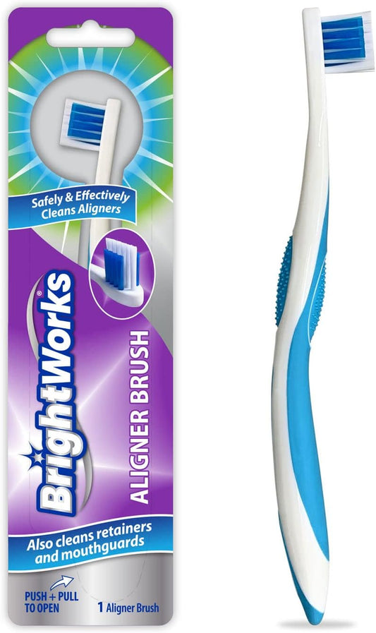 BrightWorks Aligner Brush (3 Pack) Safely and Effectively Cleans Aligners, Retainers, Mouth Guards, and Night Guards. Easy to Use and Safe for Most Dental Appliances.
