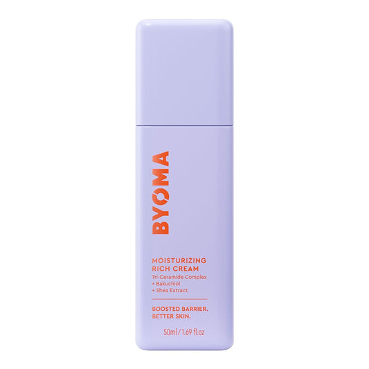 Byoma Moisturizing Rich Cream - Barrier Repair Face Lotion with Bakuchiol & Shea Extract Ceramide Moisturizer for Dry Skin Anti Wrinkle, Alcohol Free 1.69 fl.oz
