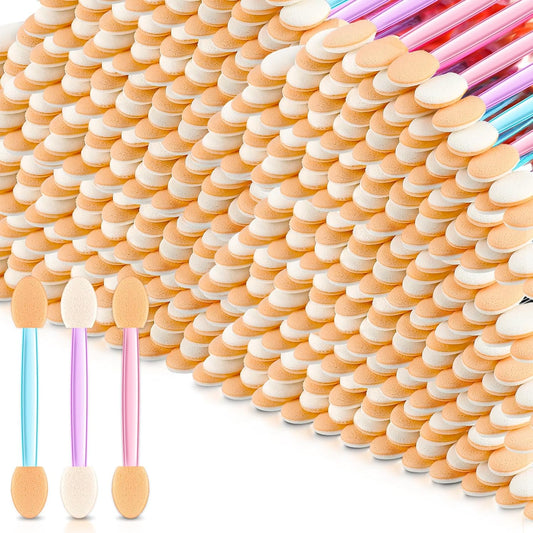 Tanlade 500 Pcs Eyeshadow Applicators Disposable Eye Makeup Applicators Eye Makeup Brushes Eyeshadow Double Sided Sponge Applicators for Women Lady Girls(Mixed Colors, 2.56 Inch)