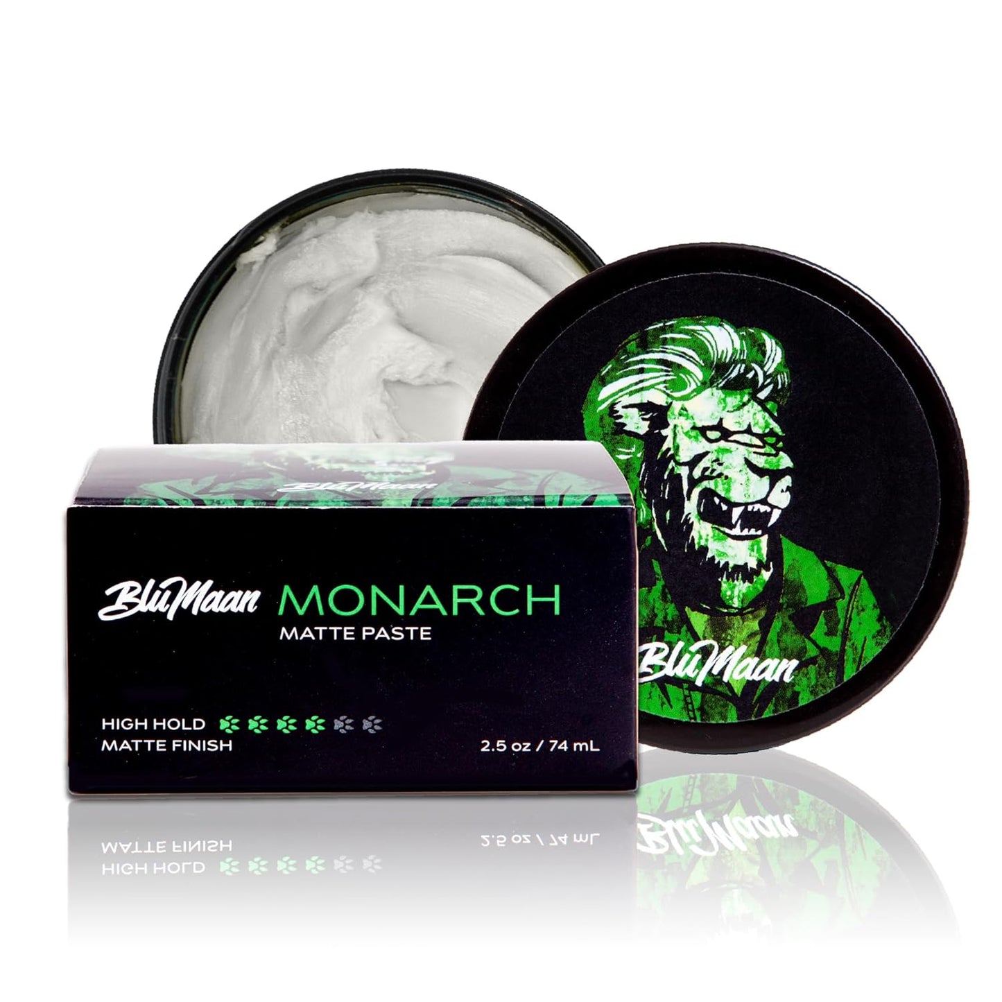 BluMaan Monarch Matte Paste - Clay with Med-High Hold, Adds Texture, Matte Finish - Easy To Apply, Shea Butter For Stronger Hair - 74 ml / 2.5 oz