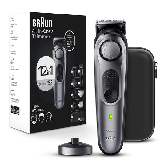 Braun All-in-One Style Kit Series 7 7440, 12-in-1 Trimmer for Men with Beard Trimmer, Body Trimmer for Manscaping, Hair Clippers & More, BraunÕs Sharpest Blade, 40 Length Settings, Waterproof