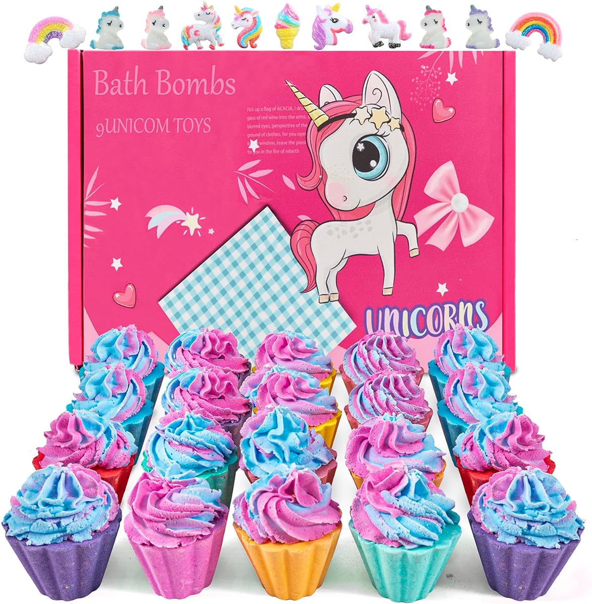 Bath Bombs for Kids with Surprise Unicorn Inside, 20 Kids Bath Bombs Gift Set, Handmade Bubble Bath Fizzes Bomb for Chrildren Birthday Christmas and Party Favor Christmas Gifts Set for Girls