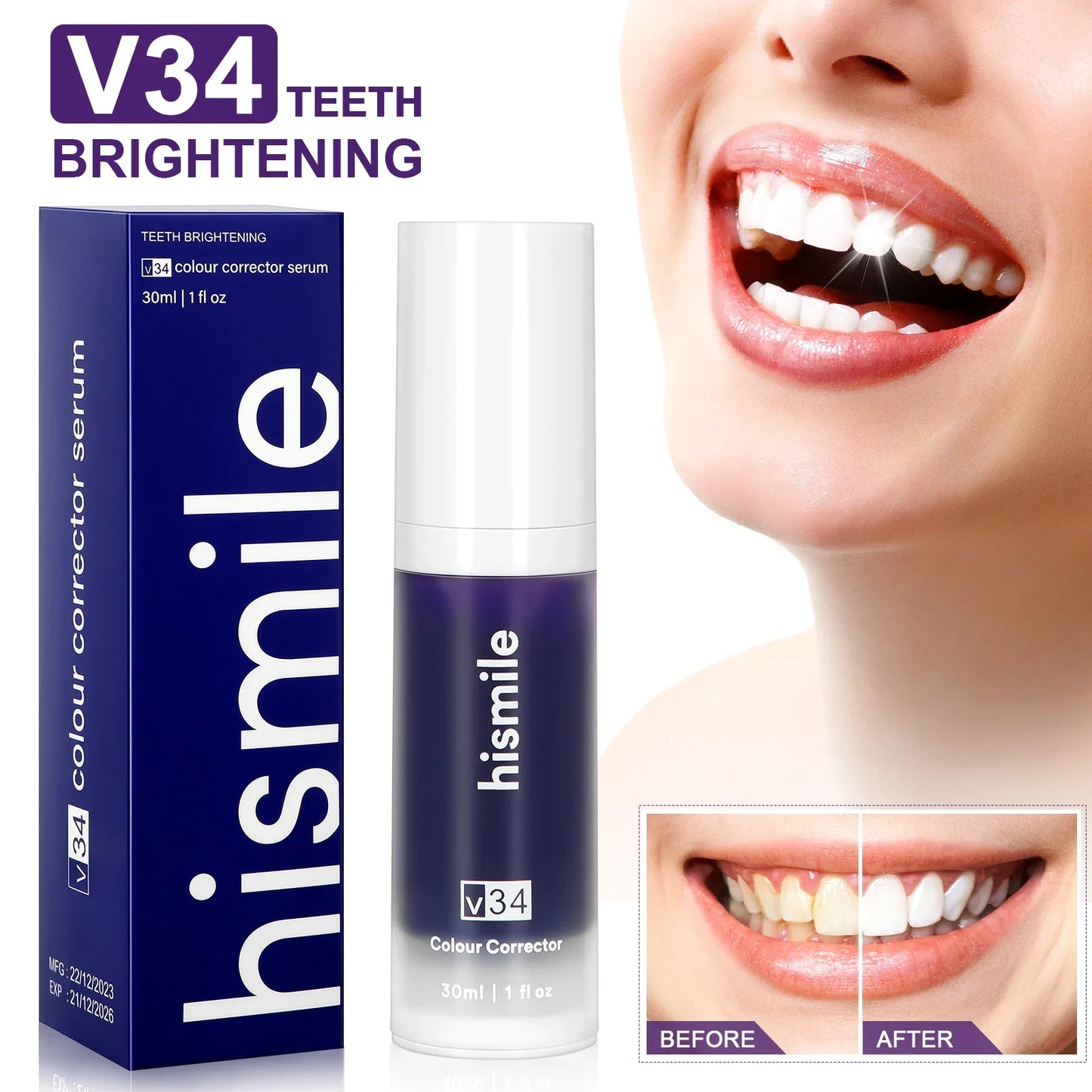 V34 Purple Whitening Mousse Foam Toothpaste | Zus Desire