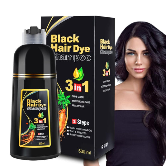 Black Hair Dye Shampoo for Gray Hair Coverage Hair Color Shampoo for Men and Women, Herbal Hair Dye Shampoo 3 in 1, Instant Black Hair Shampoo Dye