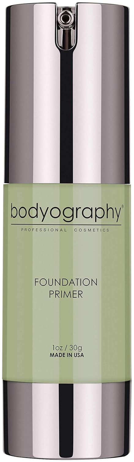 BODYOGRAPHY - Foundation Primer (Green): Flawless Anti-Aging Salon Makeup Primer w/Vitamin E, A, Jojoba, Grapeseed Oil | Control Shine | Gluten-Free, Cruelty-Free, 1 oz.