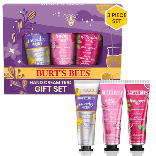 Burt's Bees Holiday Gift, 3 Body Care Stocking Stuffer Products, Hand Cream Trio Set, Lavender Honey, Watermelon Mint & Wild Rose Berry Shea Butters